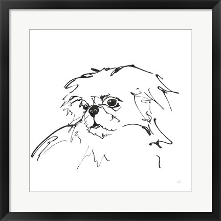 Framed Line Dog Pekingese Print