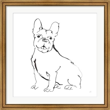 Framed Line Dog French Bulldog II Print