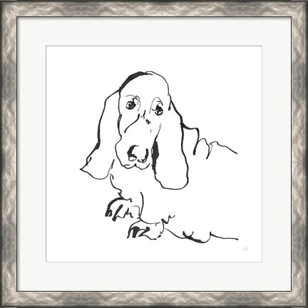 Framed Line Dog Basset Hound Print