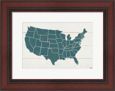 Framed Peace and Lodge USA Map Print
