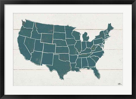 Framed Peace and Lodge USA Map Print