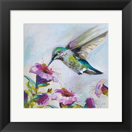 Framed Hummingbird II Florals Print