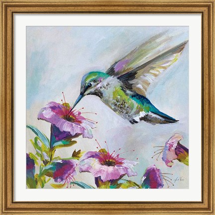 Framed Hummingbird II Florals Print