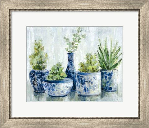 Framed Chinoiserie Plants Bright Print