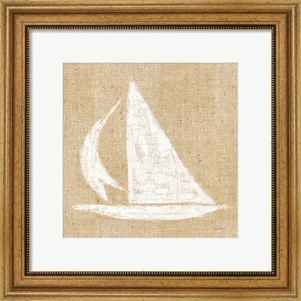 Framed Driftwood Coast II White Burlap Print