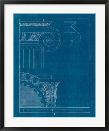 Framed Architectural Columns II Blueprint Print