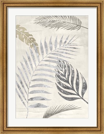 Framed Palm Leaves Silver I Print