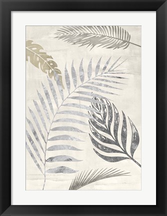 Framed Palm Leaves Silver I Print