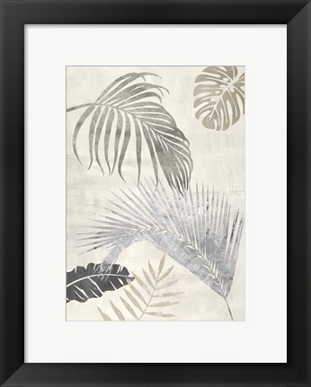 Framed Palm Leaves Silver II Print