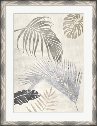 Framed Palm Leaves Silver II Print