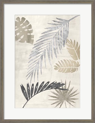 Framed Palm Leaves Silver III Print