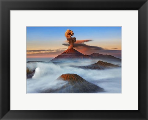 Framed Semeru, Bromo, Batok Volcanoes, Java, Indonesia Print