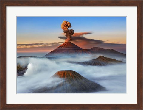 Framed Semeru, Bromo, Batok Volcanoes, Java, Indonesia Print