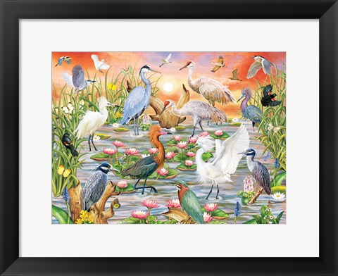 Framed Elegant Water Birds Print