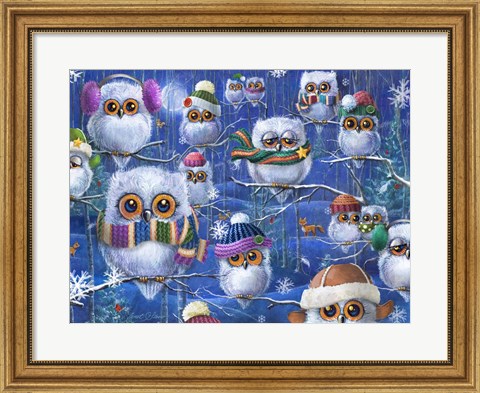 Framed Night Owls with Hats Print