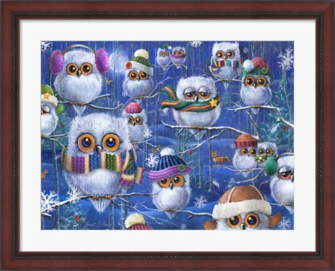 Framed Night Owls with Hats Print
