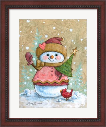 Framed SnowKids Girl With Tree Print