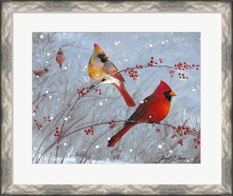 Framed Winter Cardinals Print