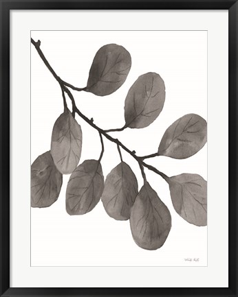 Framed Leaves in Gray I Print
