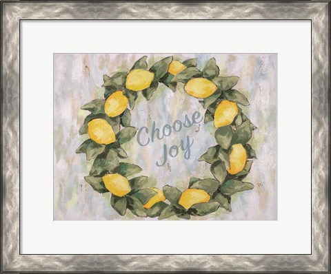Framed Choose Joy Lemon Wreath Print