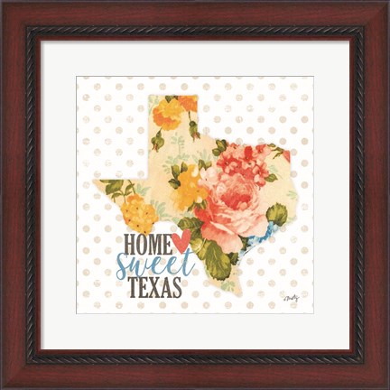 Framed Home Sweet Texas Floral Print