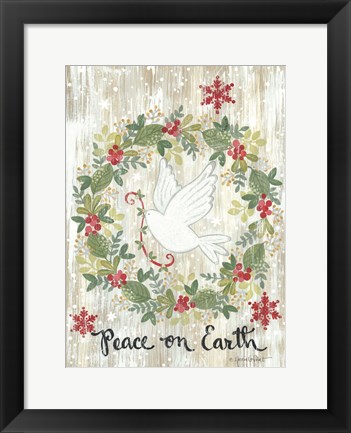 Framed Peace on Earth Wreath Print