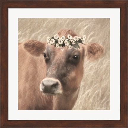 Framed Floral Cow II Print