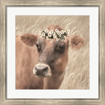 Framed Floral Cow II Print