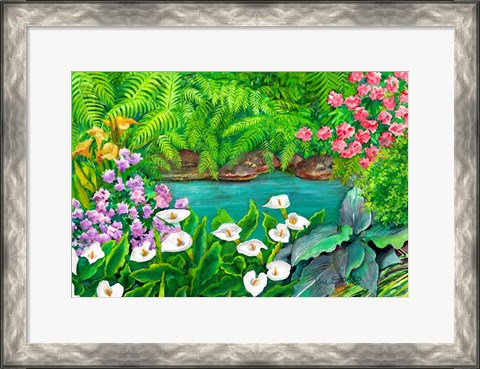Framed Arums and Stream Print