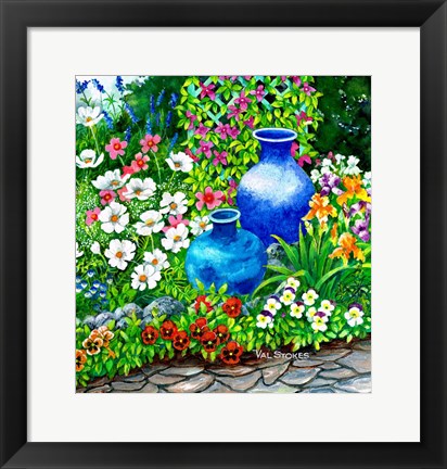 Framed Pots and Pansies Print