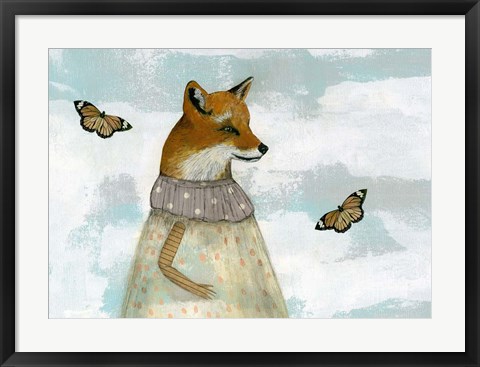 Framed Red Fox and the Monarchs Print
