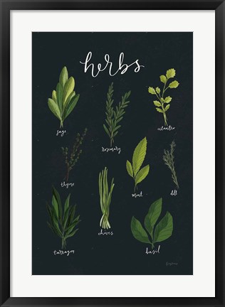 Framed Herbs I Black Print