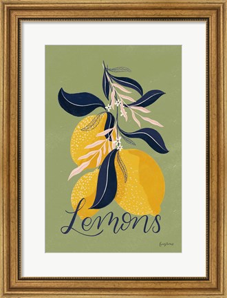 Framed Lemons I Green Print