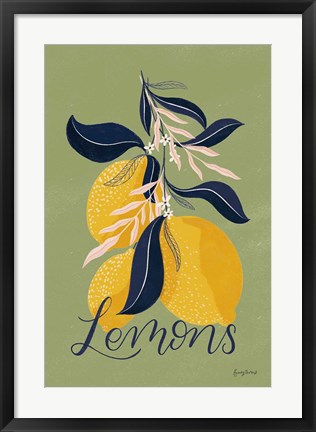 Framed Lemons I Green Print