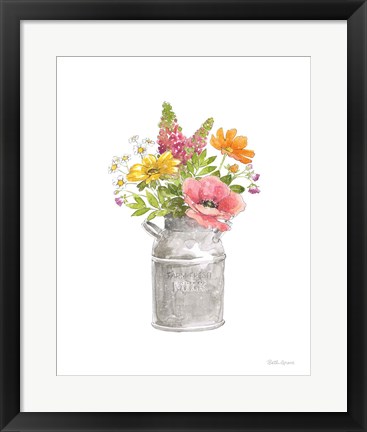 Framed Farmhouse Floral VIII White Print