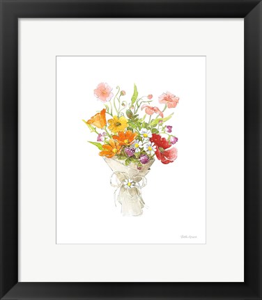 Framed Farmhouse Floral V White Print