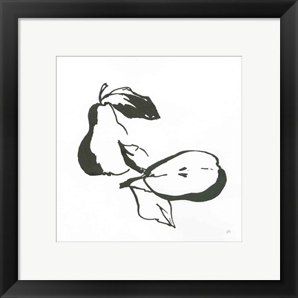 Framed Pears BW Print