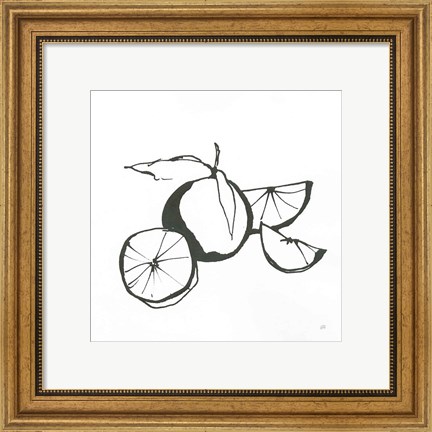 Framed Oranges BW Print