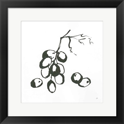 Framed Grapes I BW Print