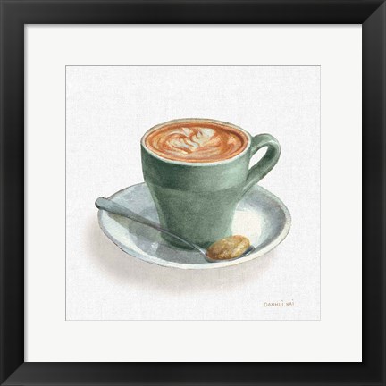 Framed Wake Up Coffee II Linen Sage Print