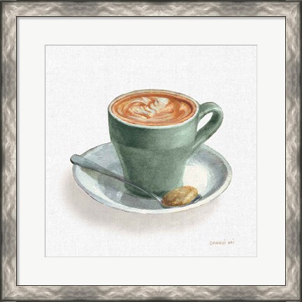 Framed Wake Up Coffee II Linen Sage Print