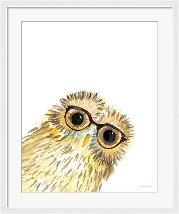 Framed Owl in Glasses Print