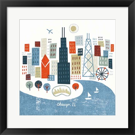 Framed Colorful Chicago Print