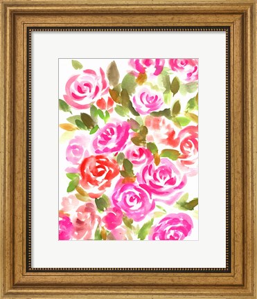 Framed Bunches of Pink Portrait Print