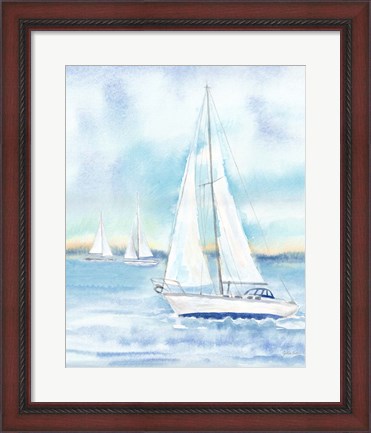 Framed East Coast Lighthouse sailboat panel II Print