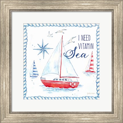 Framed Nautical Sea Life IV-Sailboat Print