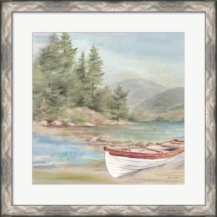 Framed Woodland Reflections VI-Rowboat Print