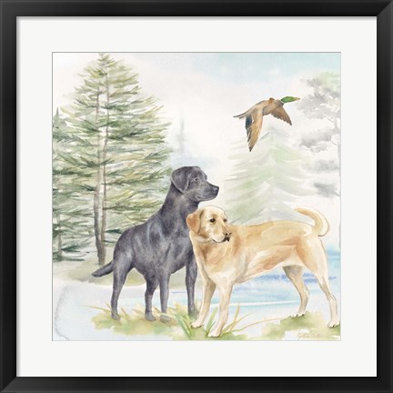 Framed Woodland Dogs I Print