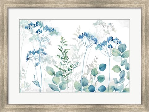 Framed Botanical Landscape blue green Print