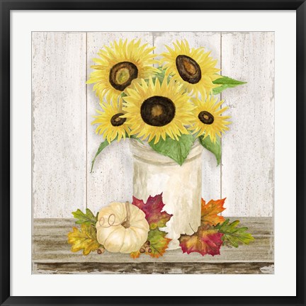 Framed Fall Sunflowers III Print